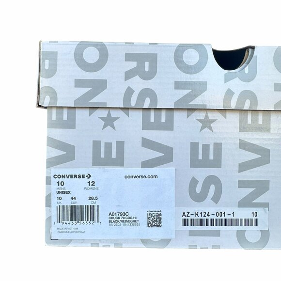 ✨Converse Chuck 70 Hi Comme Des Garçons Play Sz 12 Women's Shoes Black A01793C✨ - Picture 8 of 10